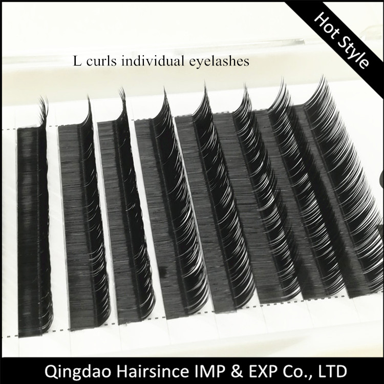 Cheaper individual eyelashes extensions L curls natural silk hair eyelashes extensions for sale
